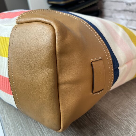 COACH F30041 Hadley Multistripe Canvas/Leather Medium Size Tote Bag - Picture 7 of 9